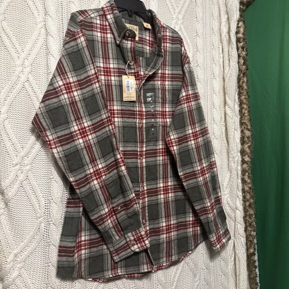 RedHead Mens medium Flannel Button Down plaid Shirt red green NWT - Picture 6 of 10